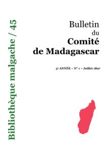 Bulletin du Comité de Madagascar — 3e année, no 1 (juillet 1897), couverture du livre