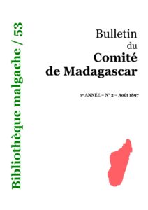 Bulletin du Comité de Madagascar — 3e année, no 2 (août 1897), couverture du livre