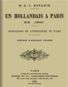 Un hollandais à Paris en 1891: Sensations de littérature et d’art by W. G. C. Byvanck, book cover