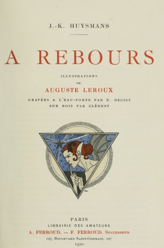 À rebours de J.-K. Huysmans, couverture du livre