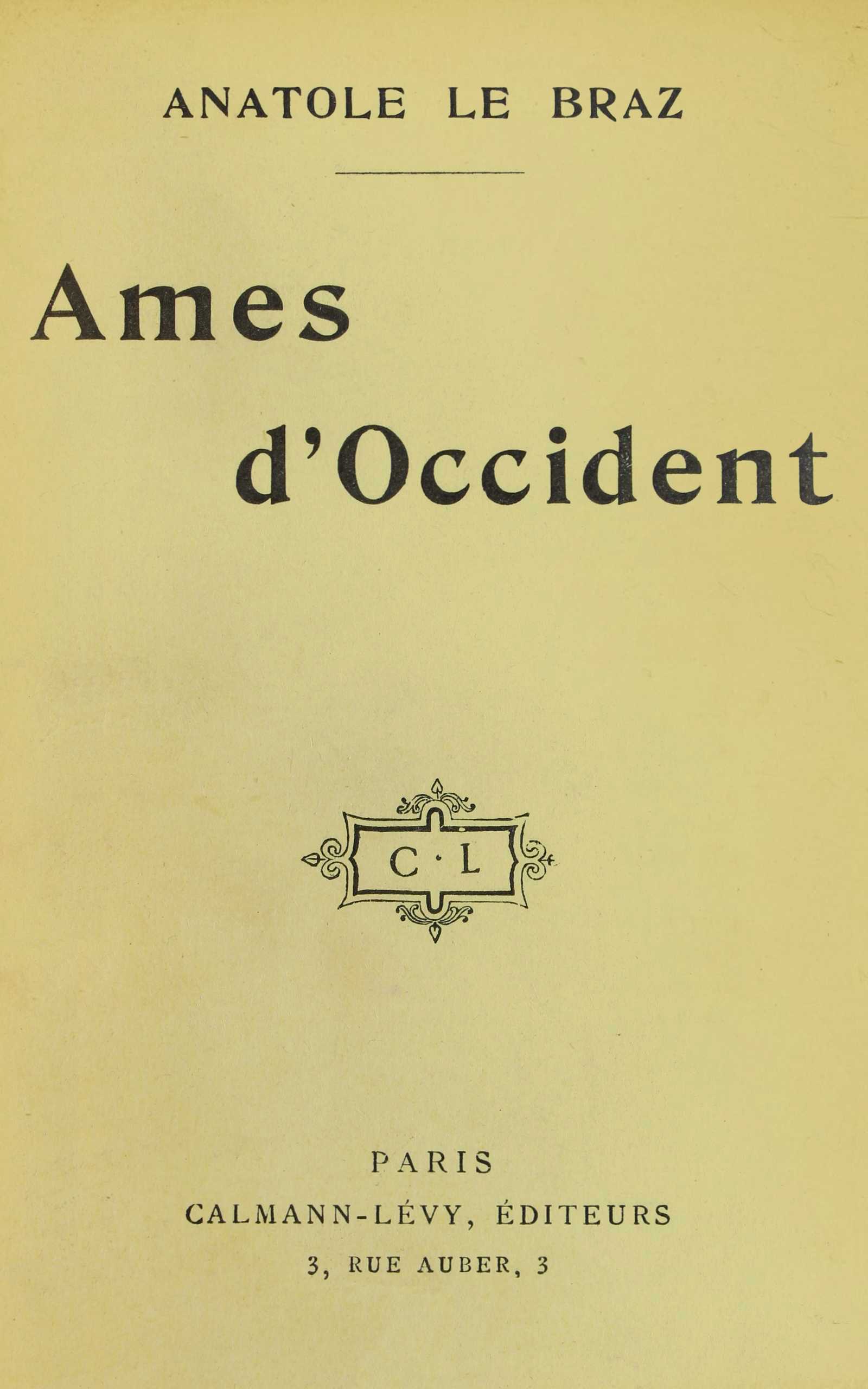 Âmes d'Occident d’Anatole Le Braz, couverture du livre