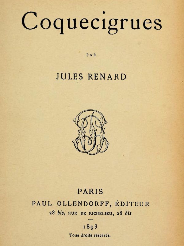 Coquecigrues de Jules Renard, couverture du livre