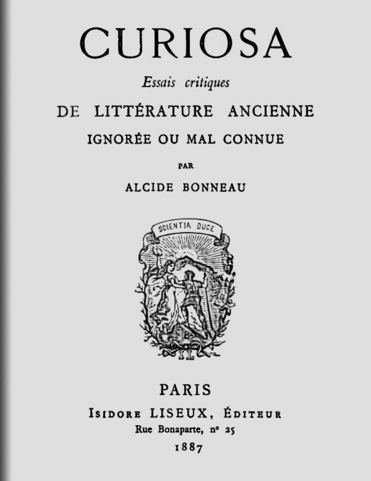 Curiosa: Essais critiques de littérature ancienne ignorée ou mal connue d’Unknown, couverture du livre