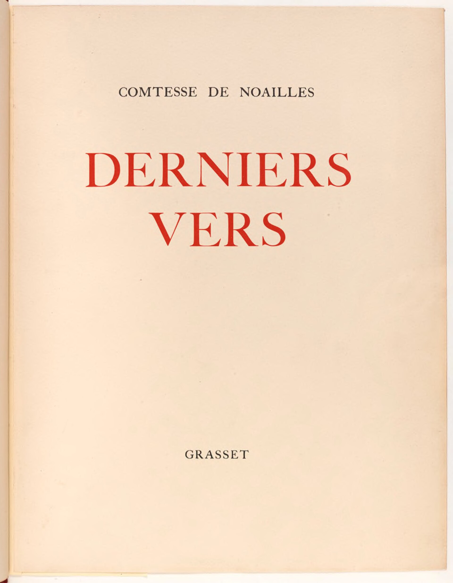 Derniers vers d’Anna de Noailles, couverture du livre