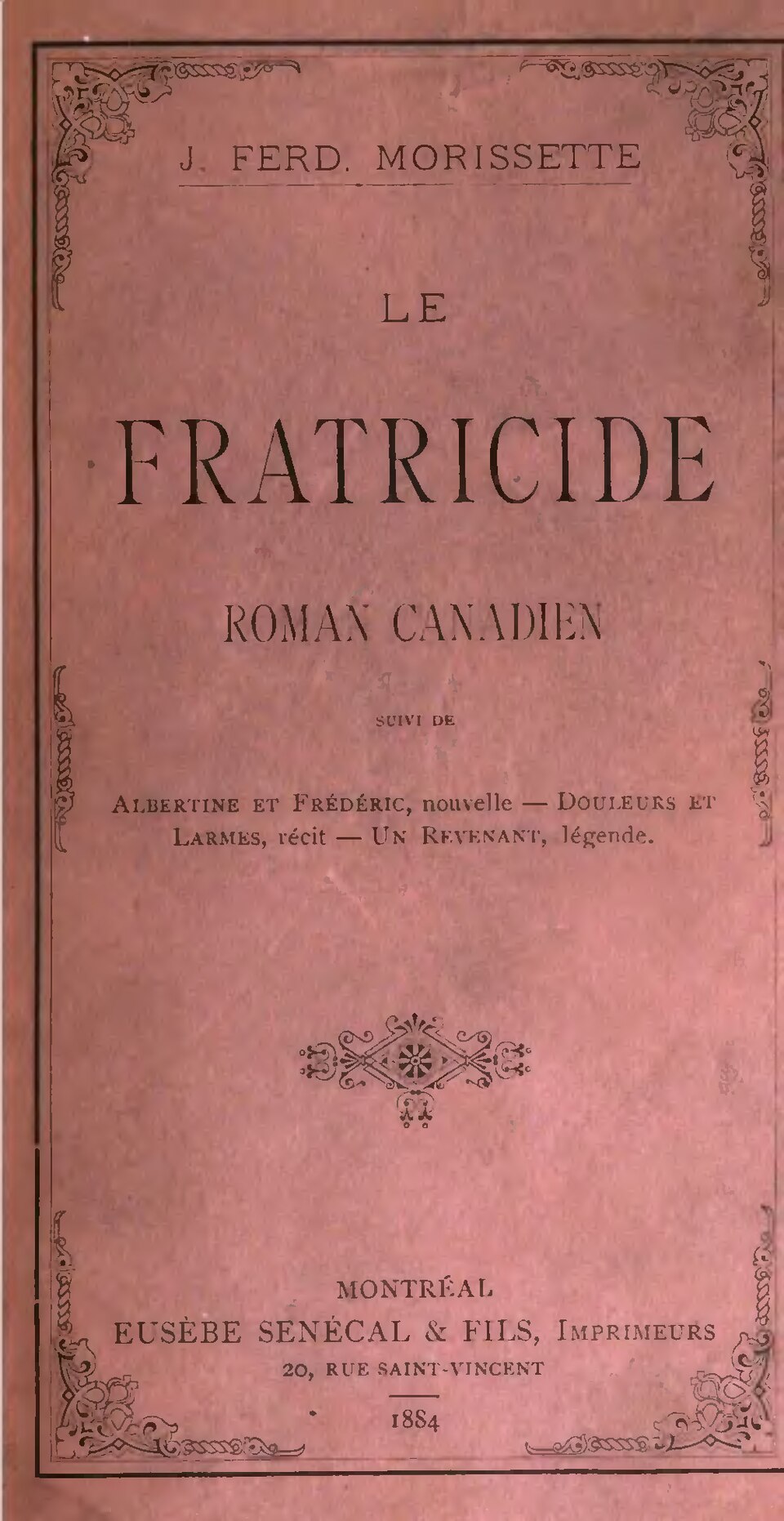 Le fratricide de Joseph Ferdinand Morissette, couverture du livre