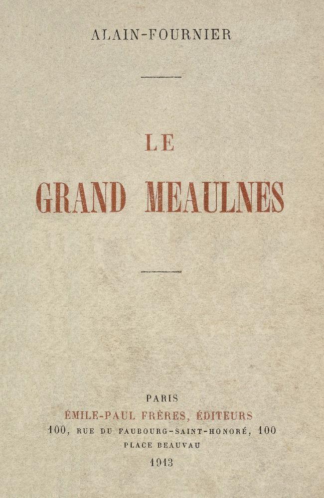 Le Grand Meaulnes d’Alain-Fournier, couverture du livre