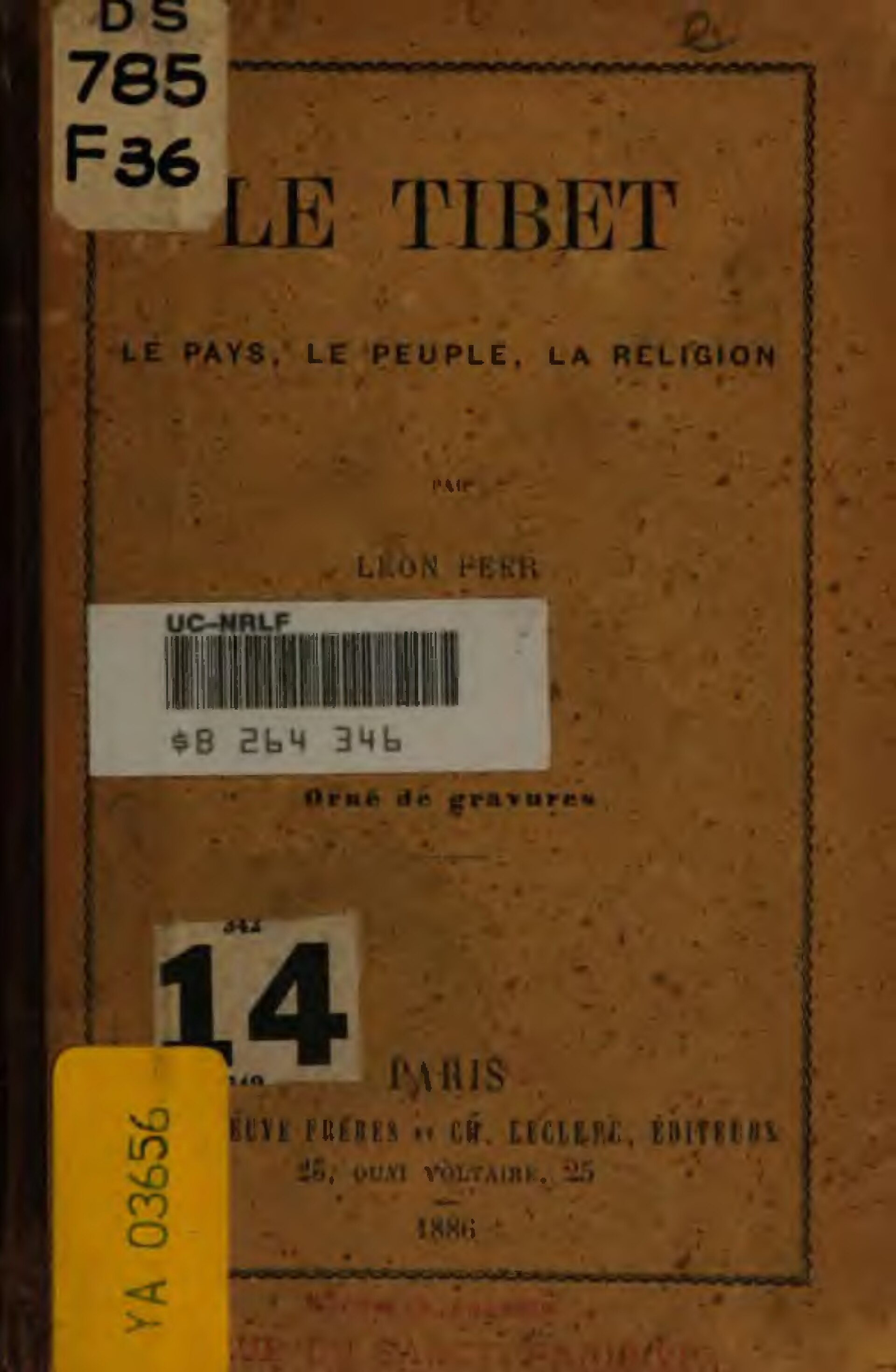 Le Tibet de Léon Feer, couverture du livre