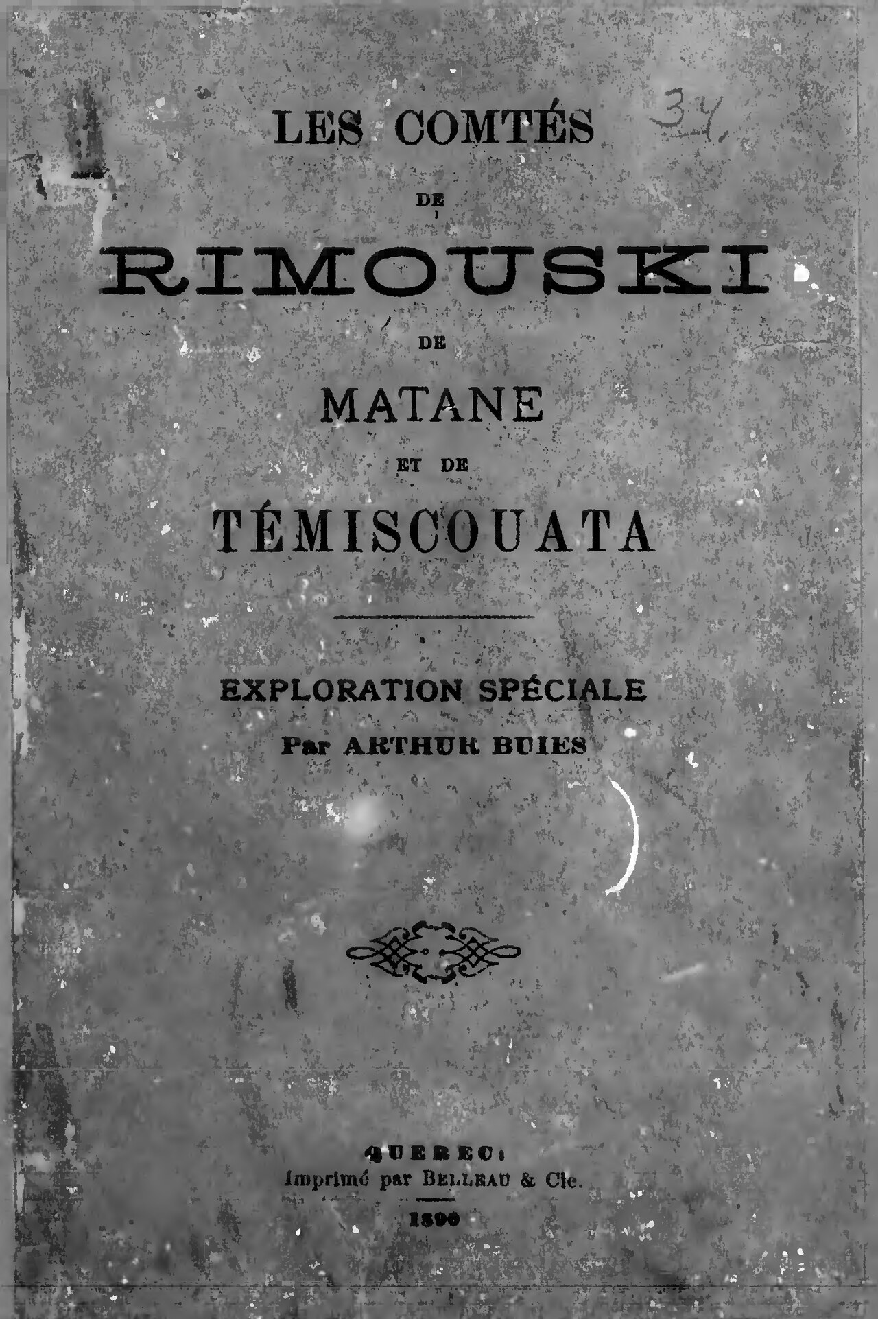 Les comtés de Rimouski, de Matane et de Témiscouata d’Arthur Buies, couverture du livre