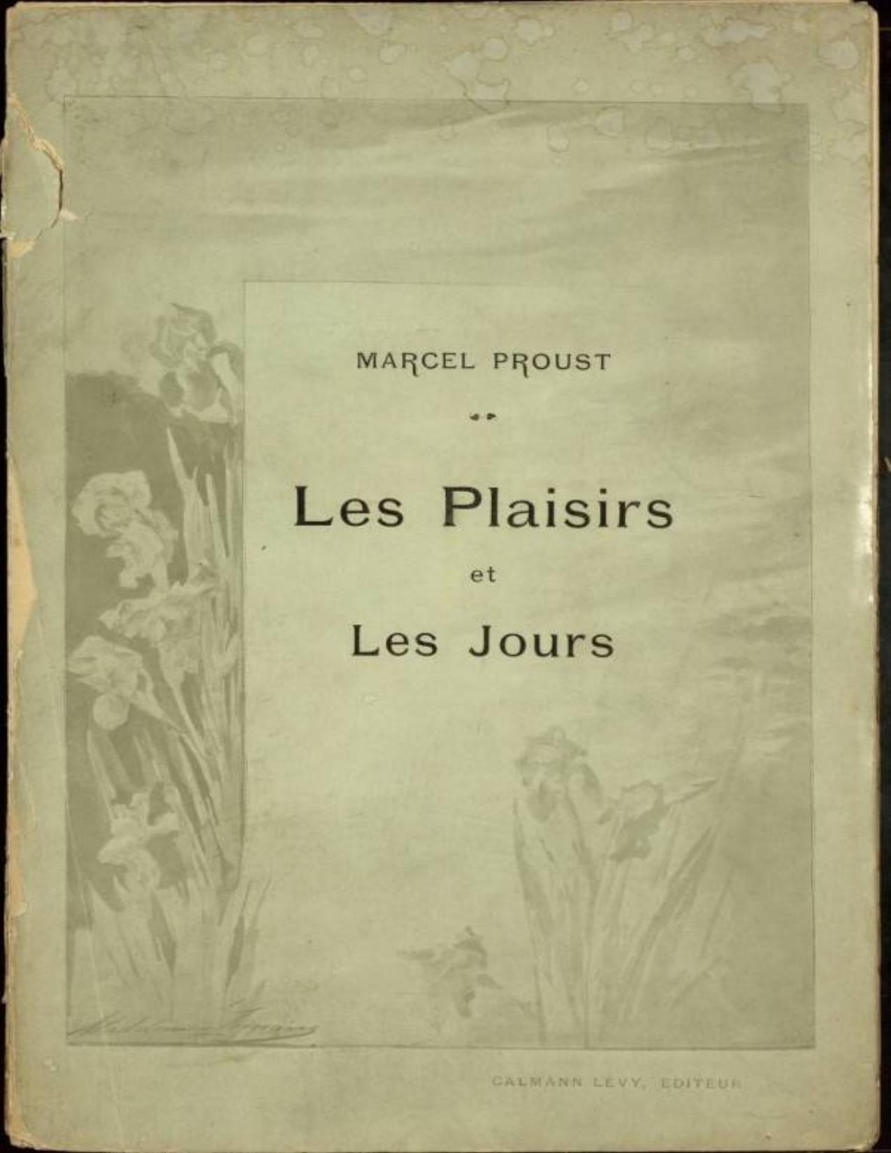 Les plaisirs et les jours de Marcel Proust, couverture du livre