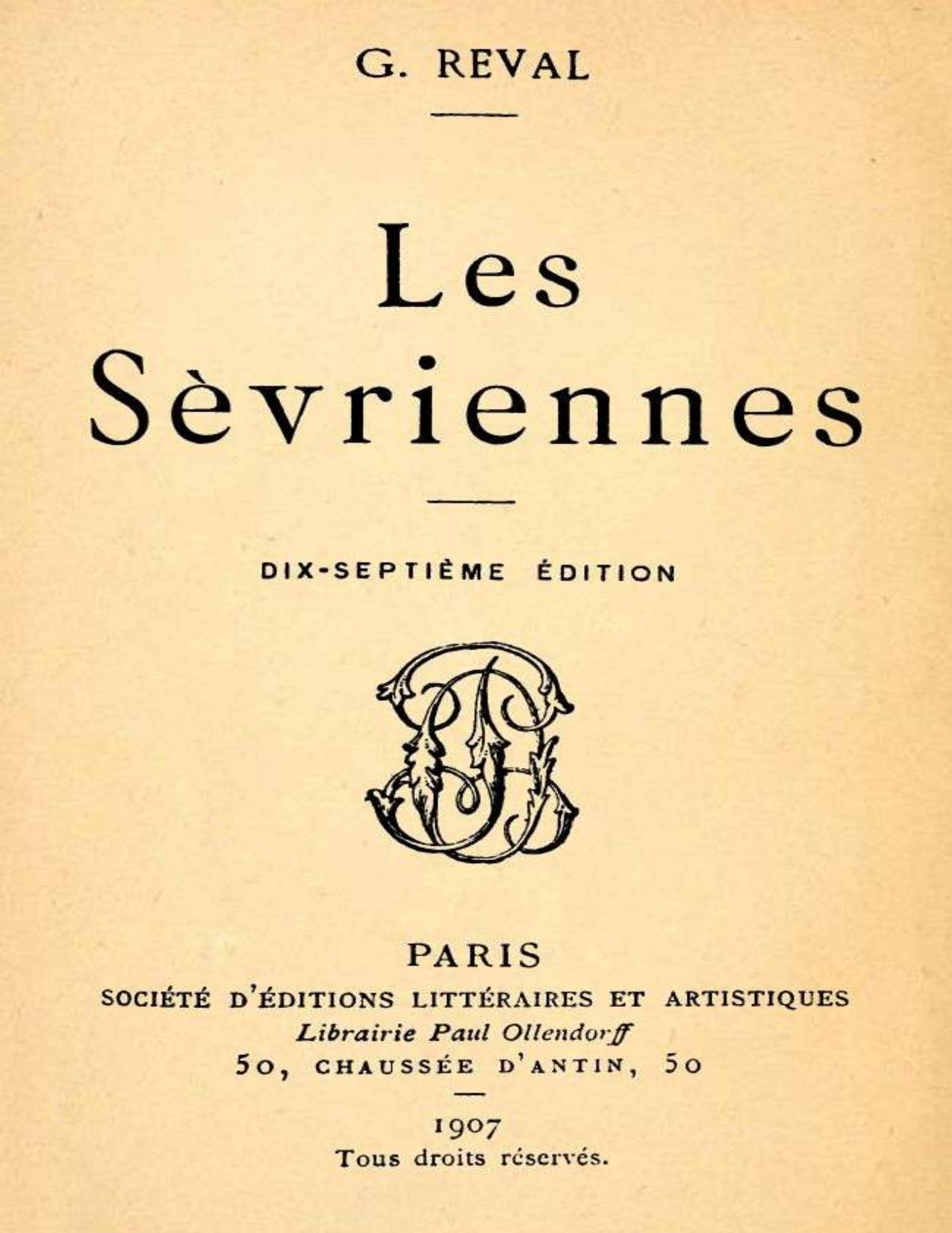 Les Sèvriennes de Gabrielle Réval, couverture du livre
