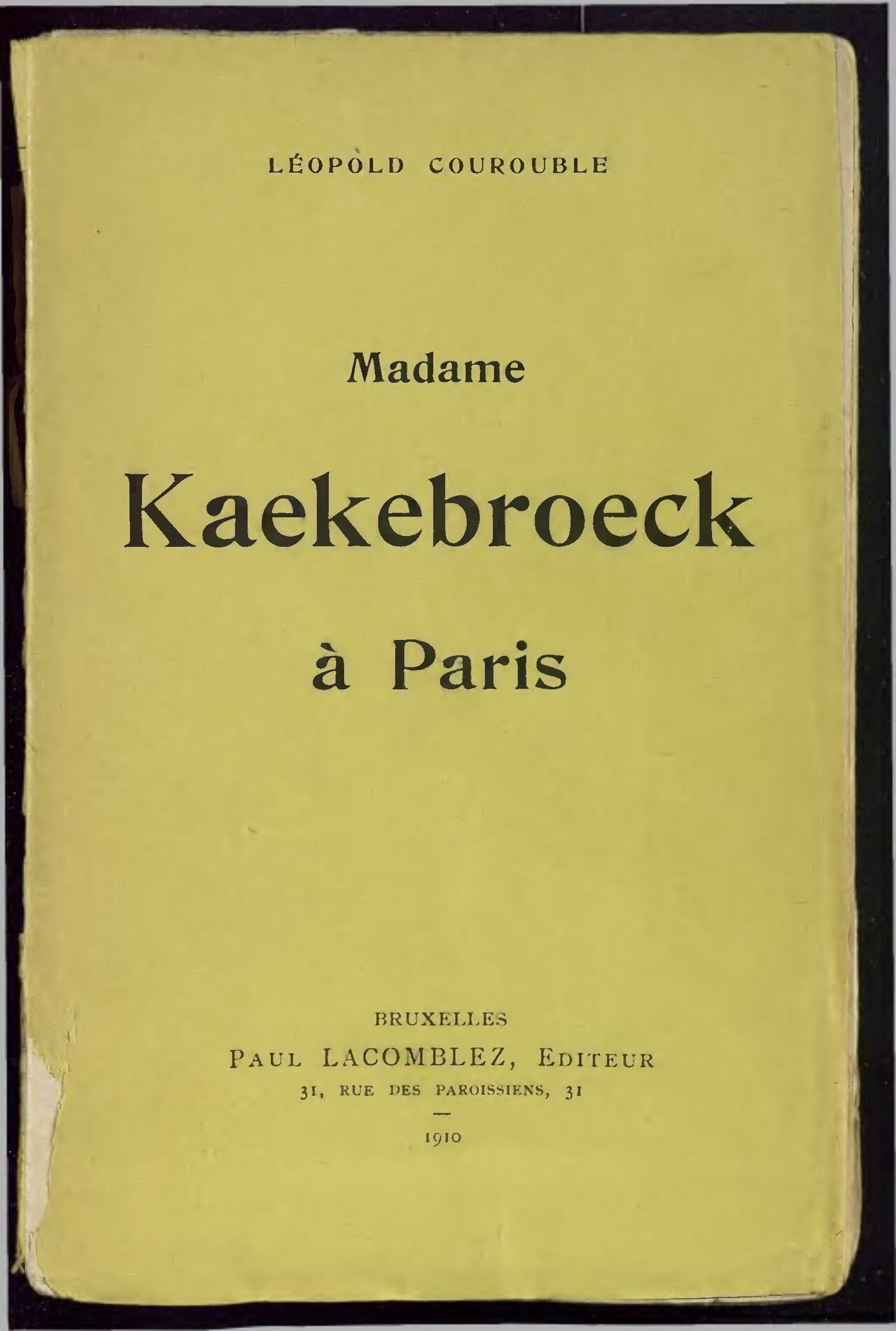 Madame Kaekebroeck à Paris de Léopold Courouble, couverture du livre