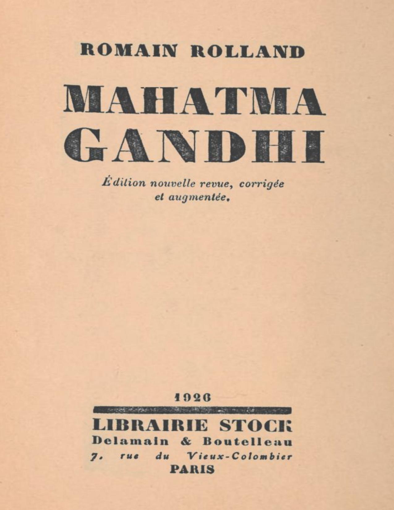 Mahatma Gandhi de Romain Rolland, couverture du livre