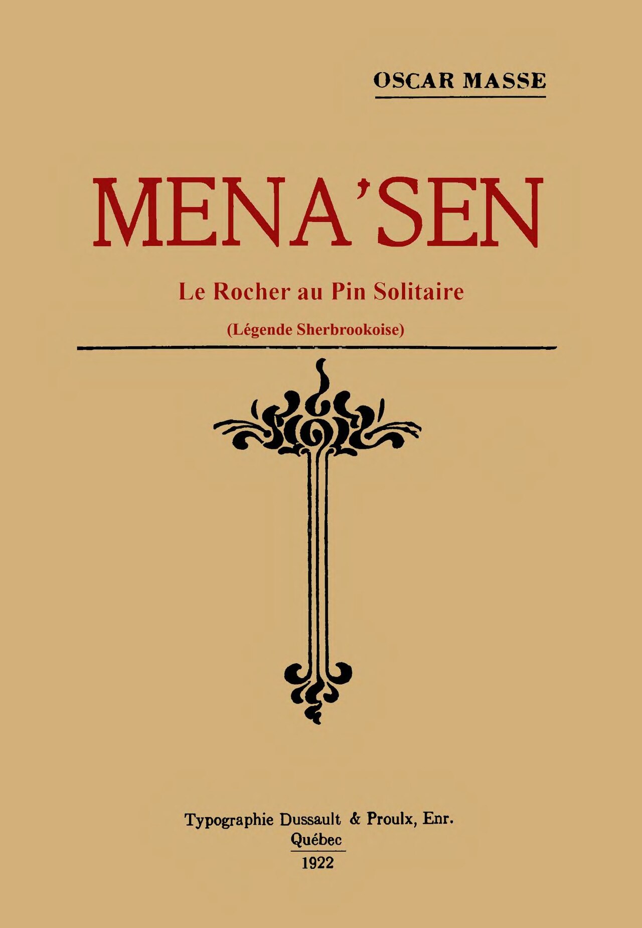 Mena’sen d’Oscar Massé, couverture du livre
