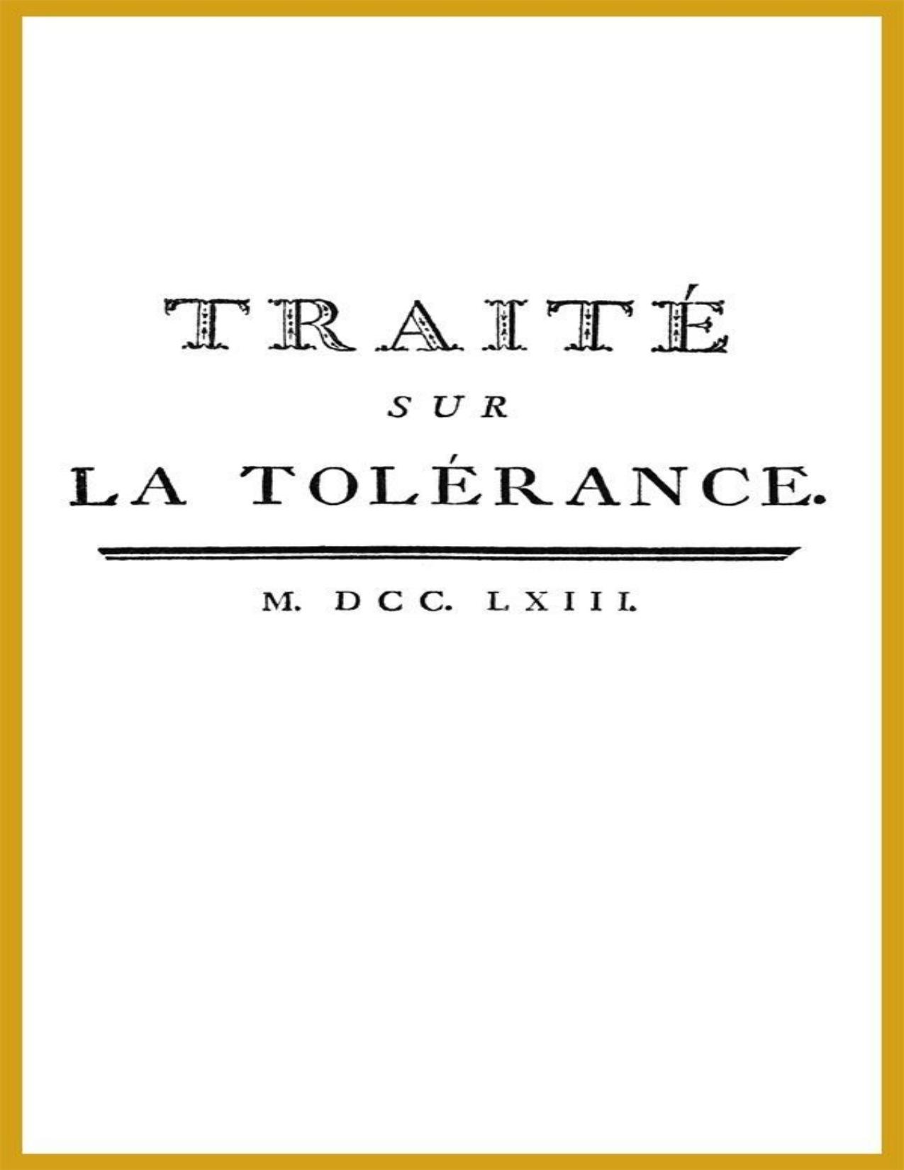Traité sur la tolérance de Voltaire, couverture du livre