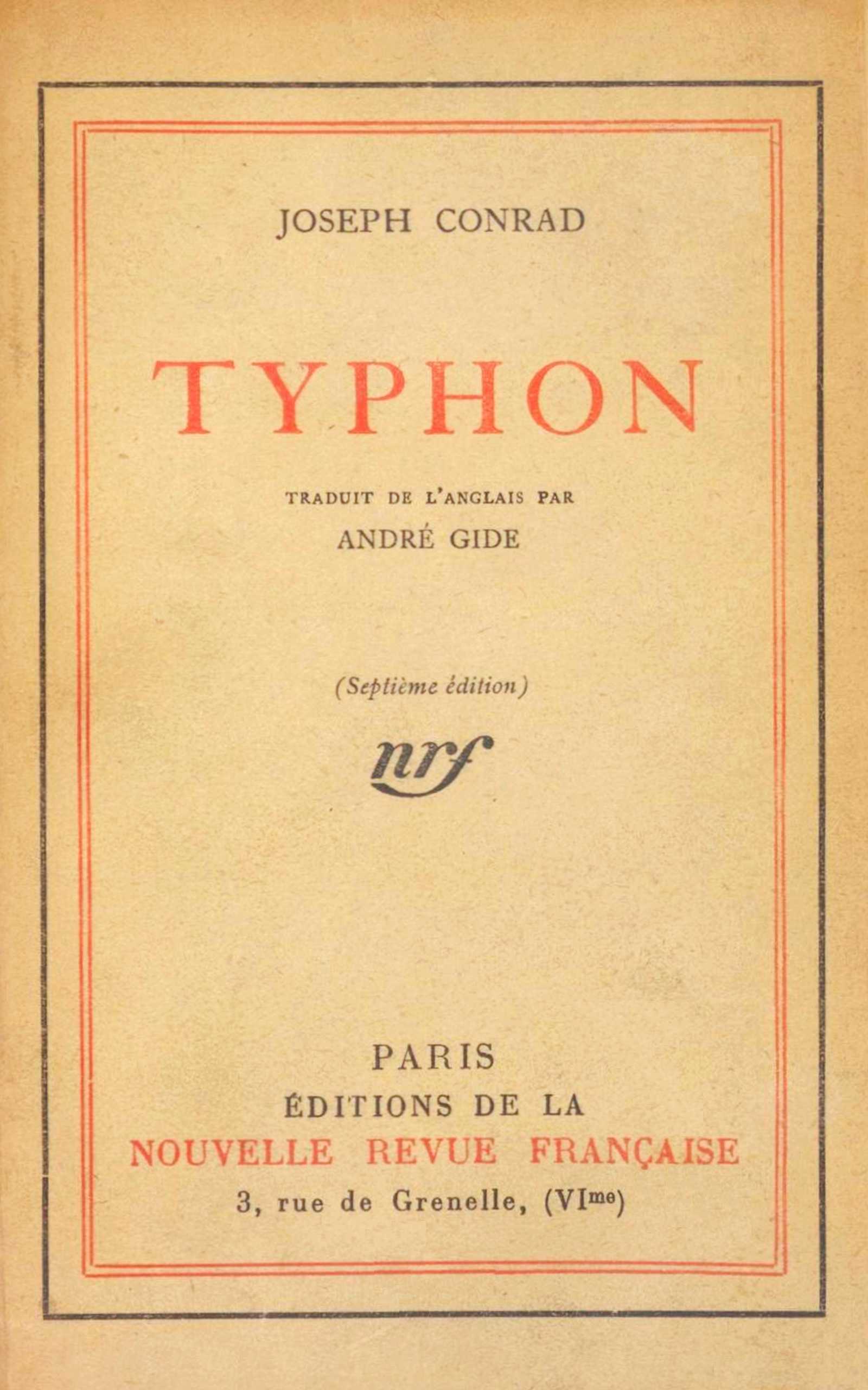 Typhon de Joseph Conrad, couverture du livre