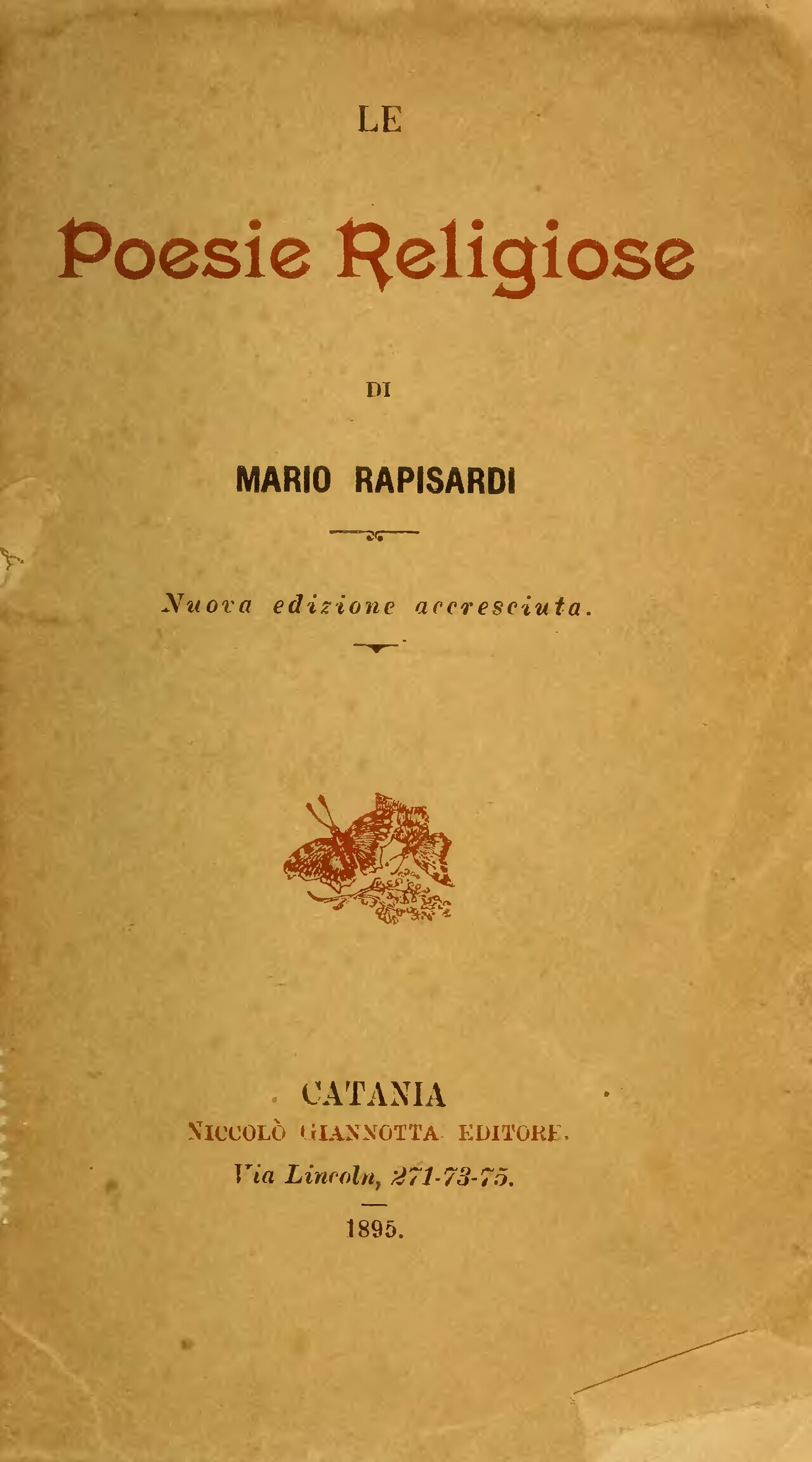 Le poesie religiose di Mario Rapisardi, copertina del libro