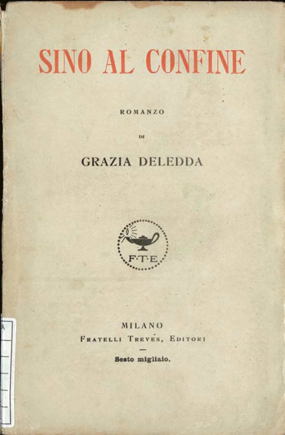 Sino al confine di Grazia Deledda, copertina del libro