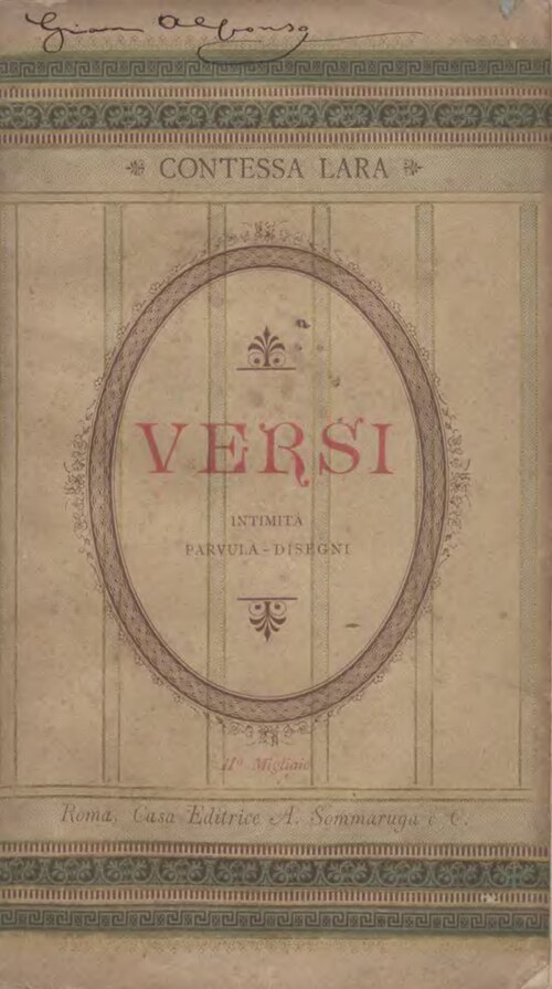 Versi di Evelina Cattermole, copertina del libro