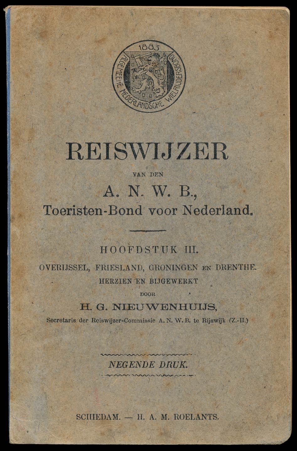 Reiswijzer van den A.N.W.B., Toeristen-Bond voor Nederland van H. G. Nieuwenhuijs, boekomslag