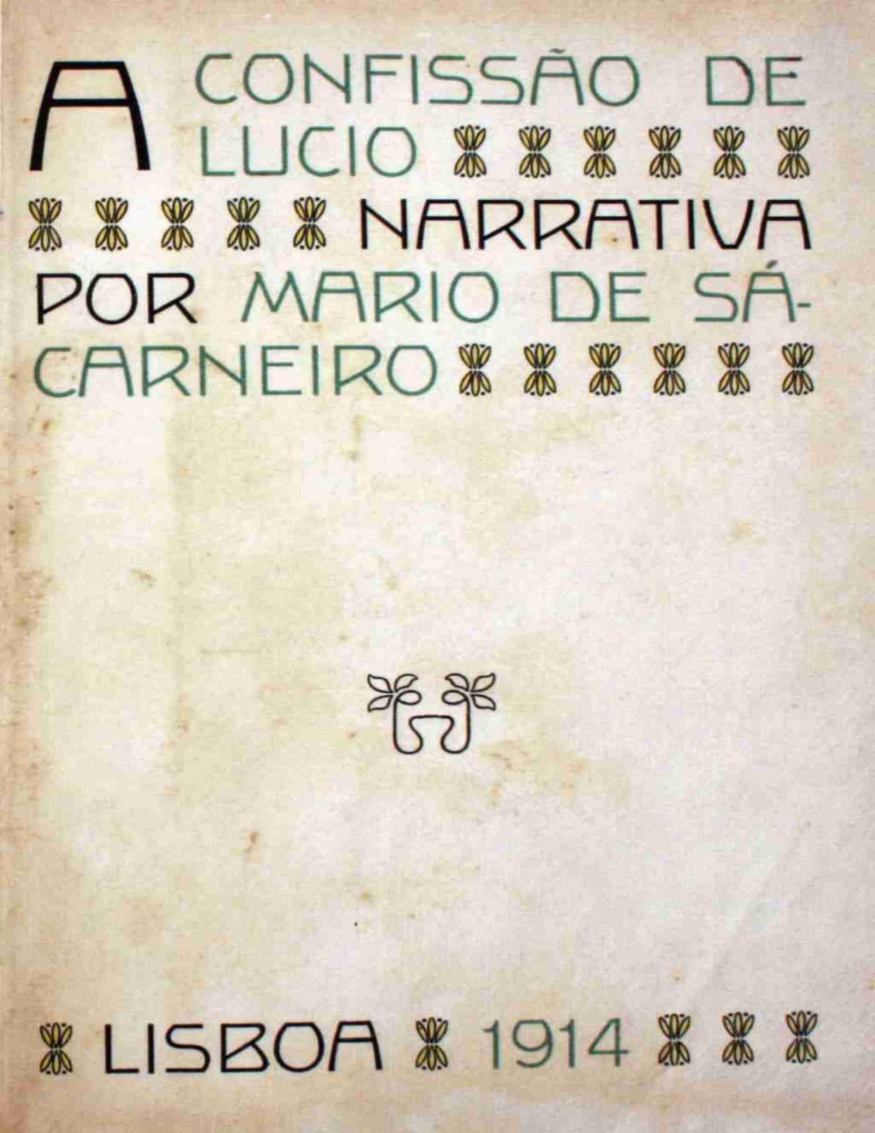 Capa do livro A Confissão de Lúcio, de Mário de Sá-Carneiro