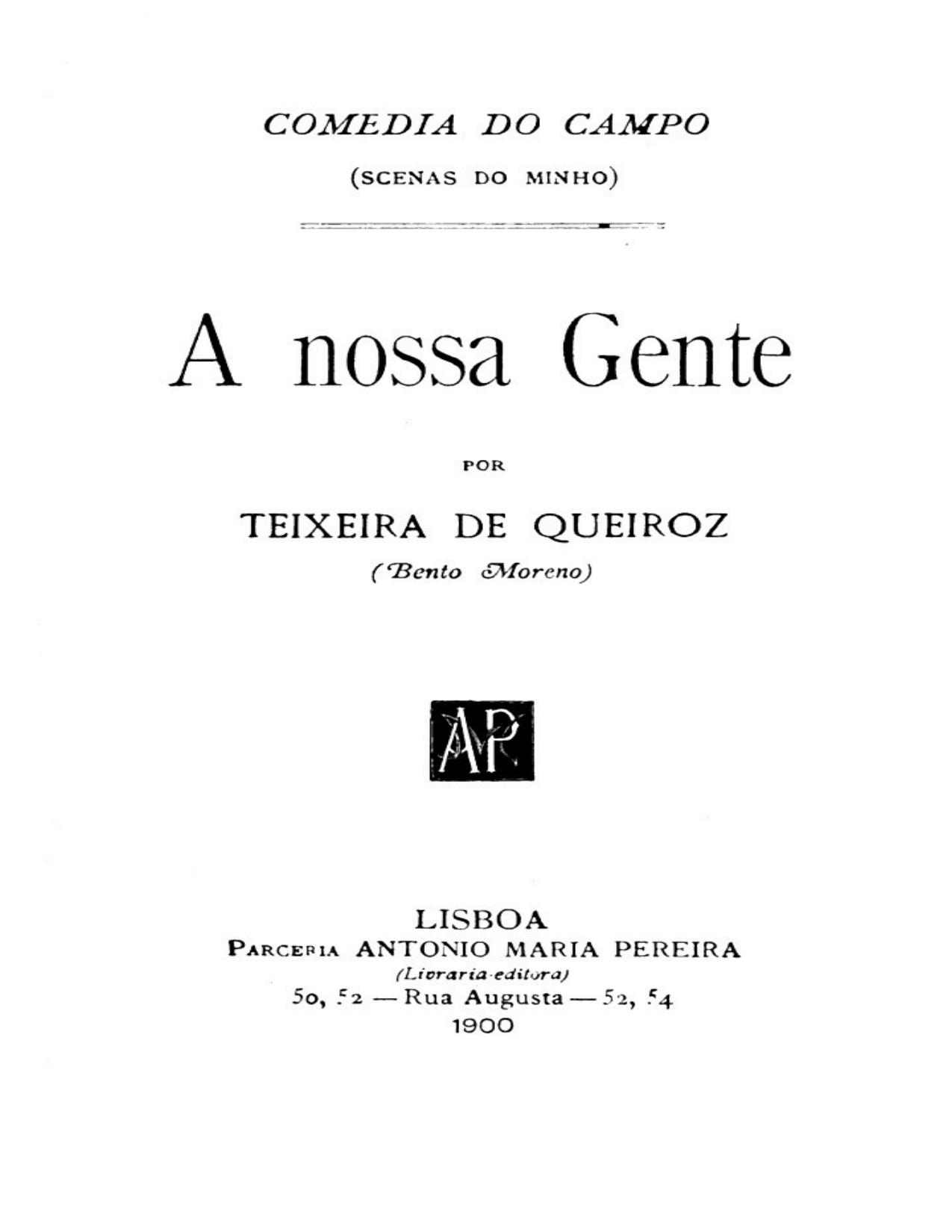 Capa do livro A Nossa Gente, de Teixeira de Queiroz