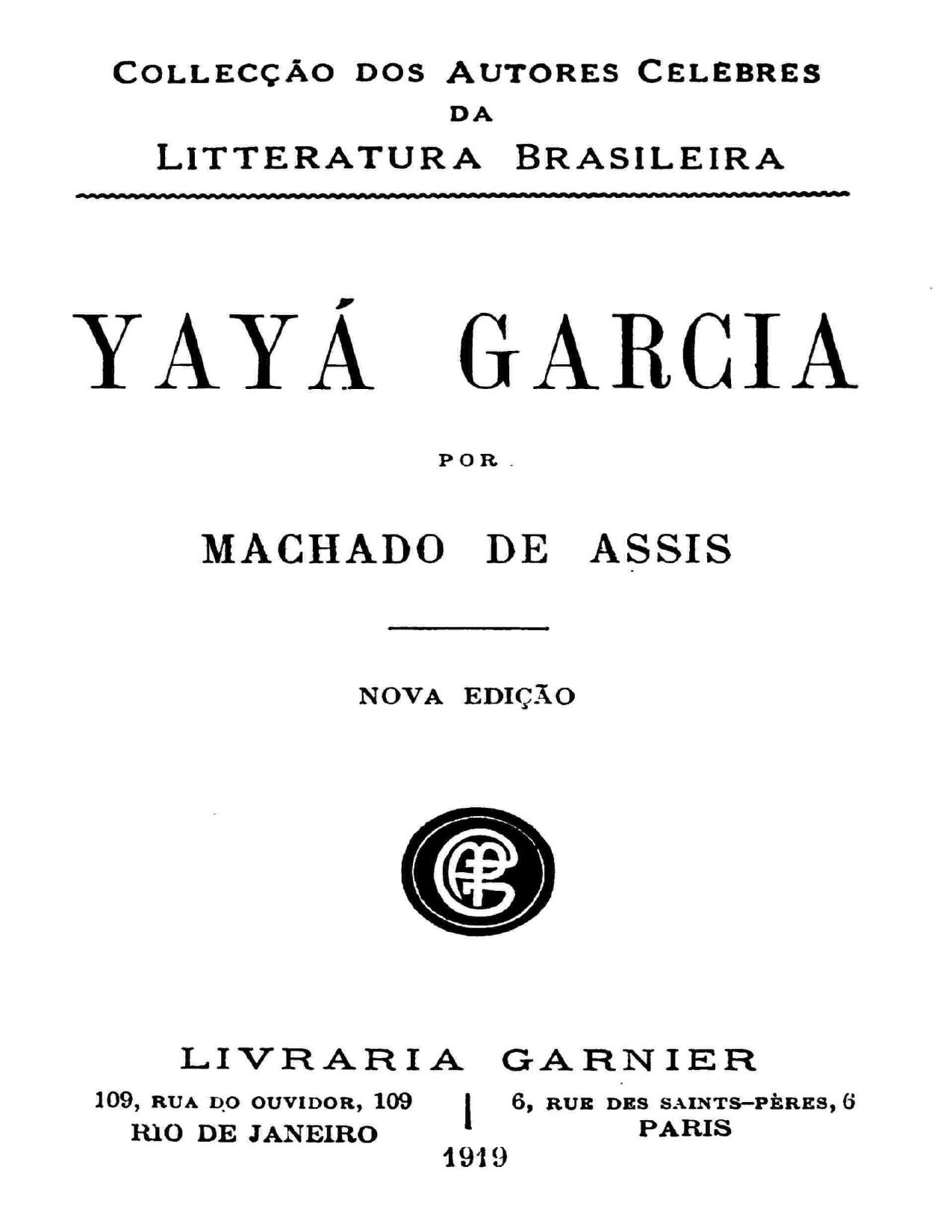 Capa do livro Iaiá Garcia, de Machado de Assis