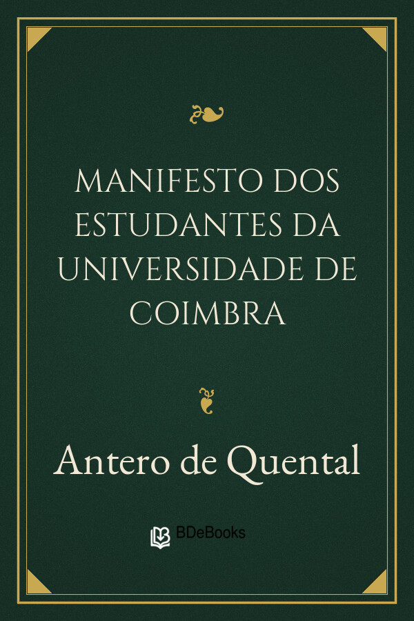 Capa do livro Manifesto dos Estudantes da Universidade de Coimbra, de Antero de Quental