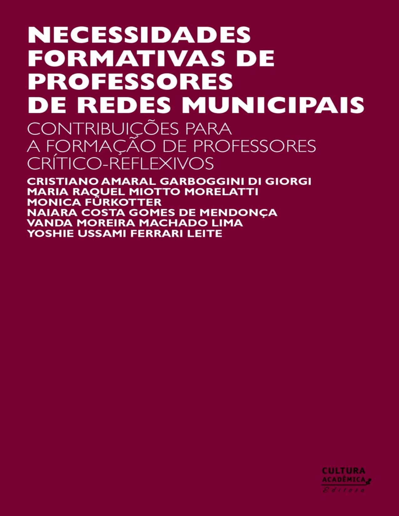 Capa do livro Necessidades formativas de professores de redes municipais, de Cristiano Amaral Garboggini Di Giorgi
