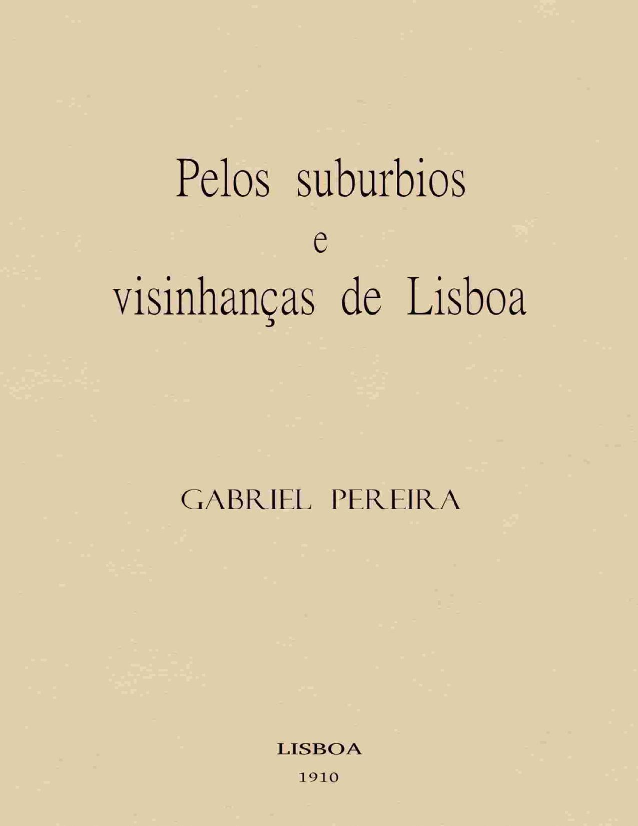 Capa do livro Pelos suburbios e visinhanças de Lisboa, de Gabriel Pereira