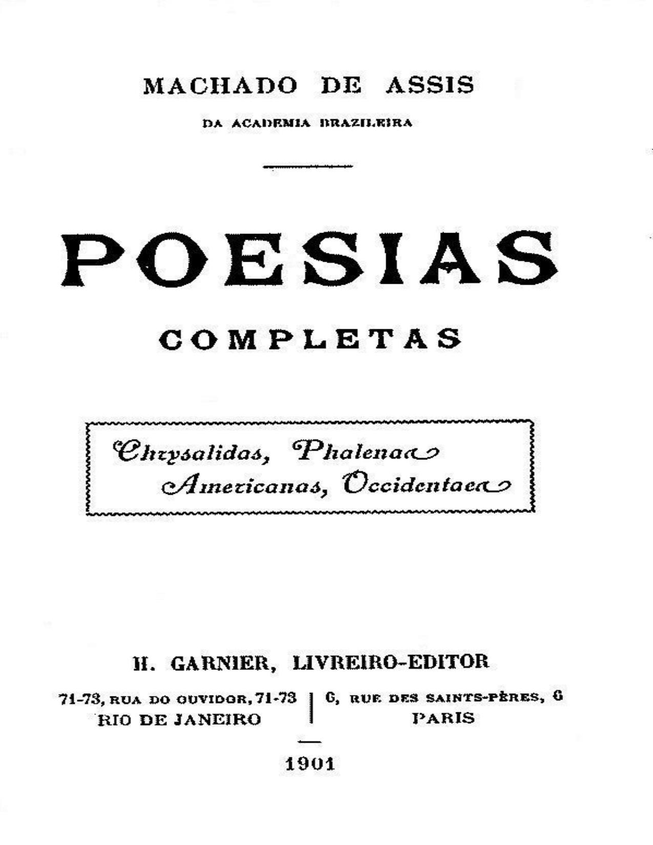 Capa do livro Poesias Completas, de Machado de Assis