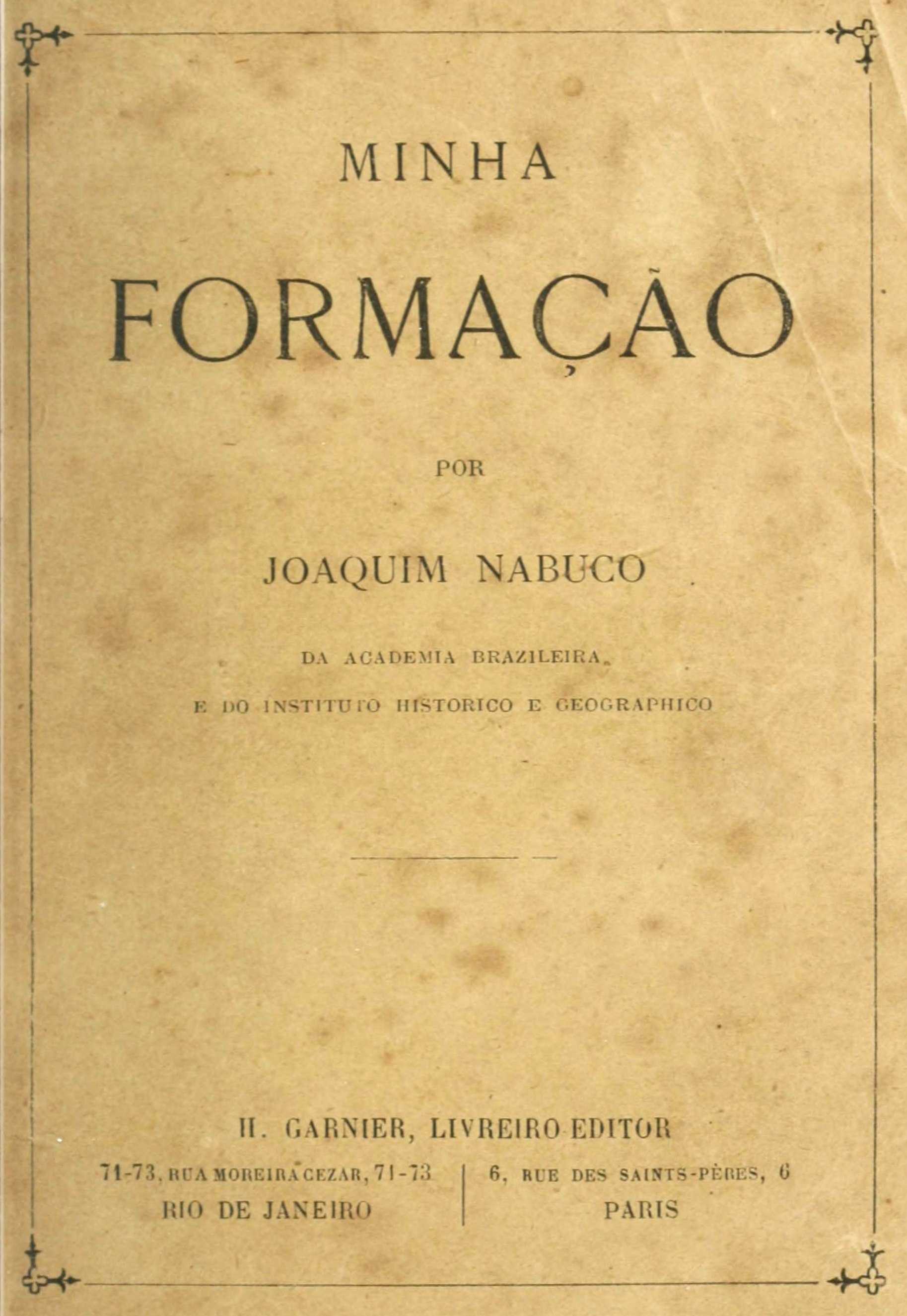 Minha formação de Joaquim Nabuco, capa do livro