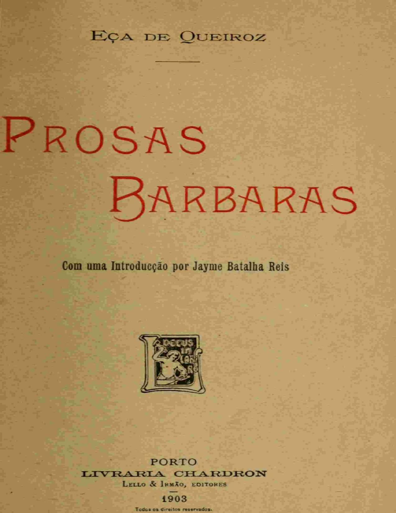 Prosas Bárbaras de Eça de Queirós, capa do livro